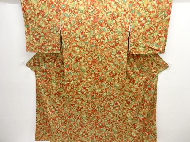 大正ロマン　錦紗花唐草模様着物